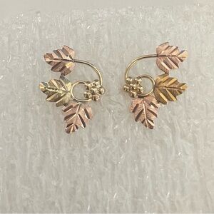 Elegant 10k Gold and Rose Leaf Earrings